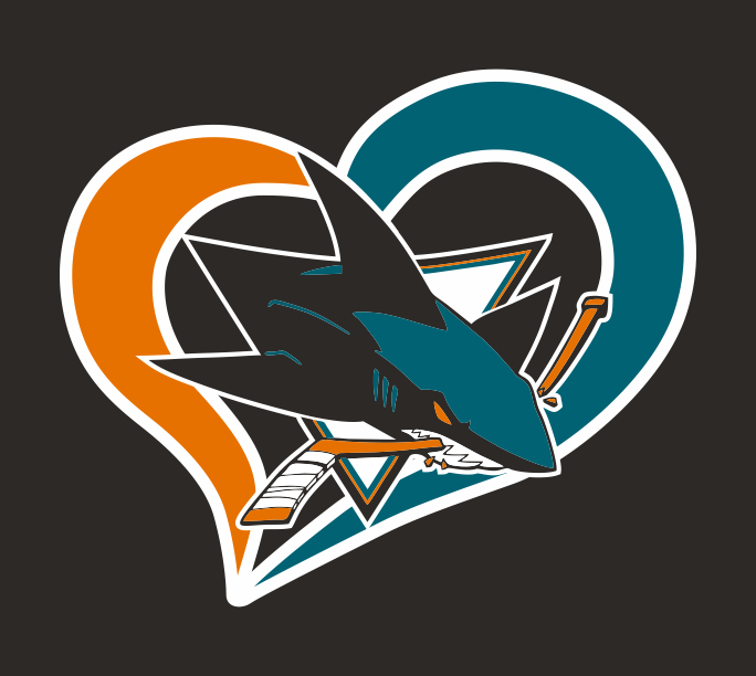 San Jose Sharks Heart Logo iron on paper